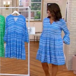 Destination 365 Blue and White Patterned Dress